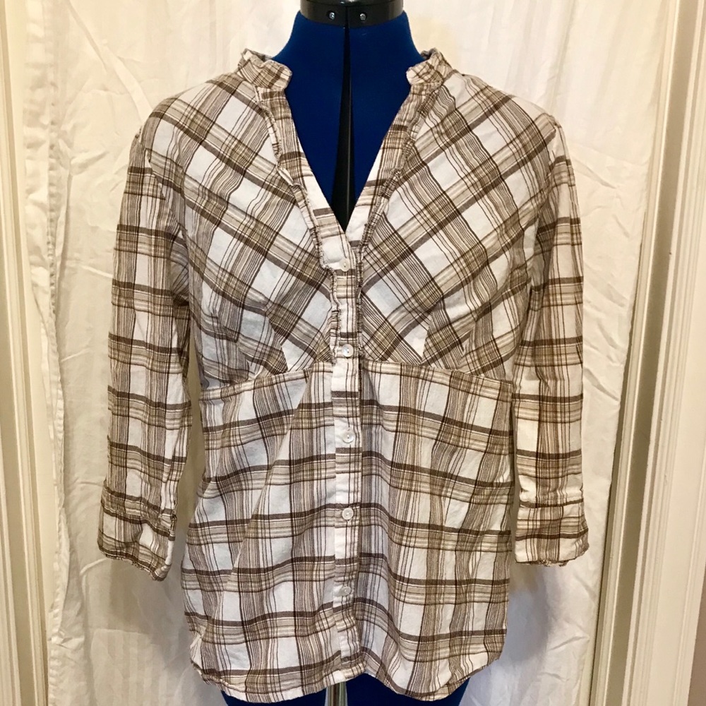 Wet Seal Brown Plaid Button Down Shirt